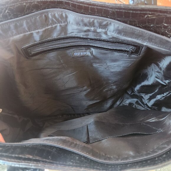 Large Black Faux Crocodile Tote Bag Multiple Compartments 17" L x 7" D x 15" H - Picture 3 of 9